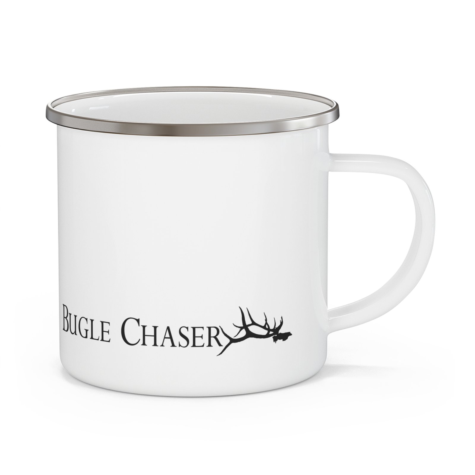 Bugle Chaser Enamel Camping Mug — Hunting Antler Outdoors Coffee Cup - Image 2