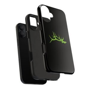 Tough Phone Case – Neon Green Antler Silhouette Bugle Chaser