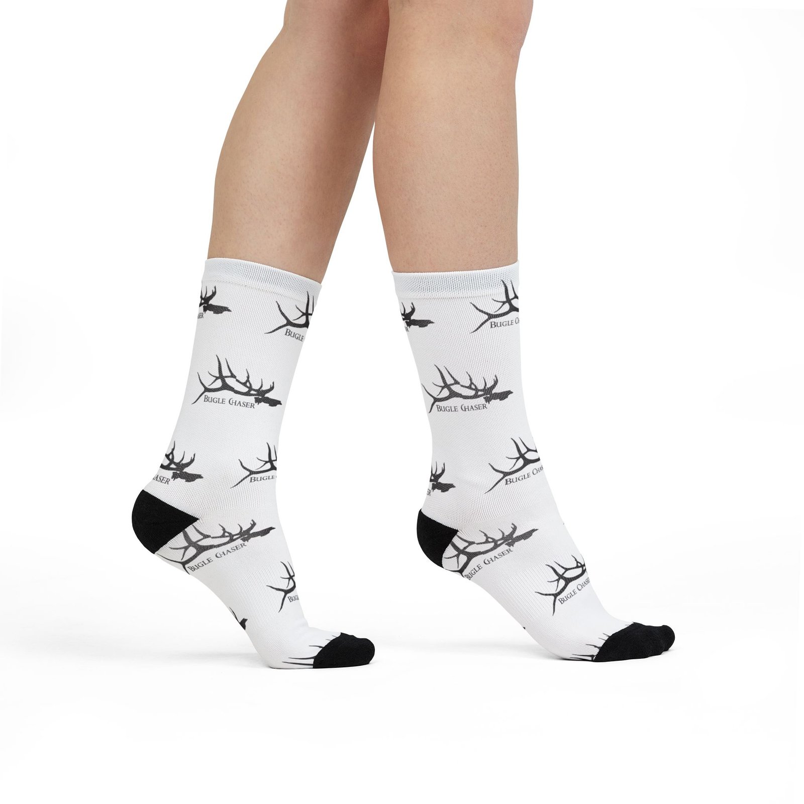 Antler Pattern Sublimation Crew Socks – Hunting Logo Athletic Socks - Image 3