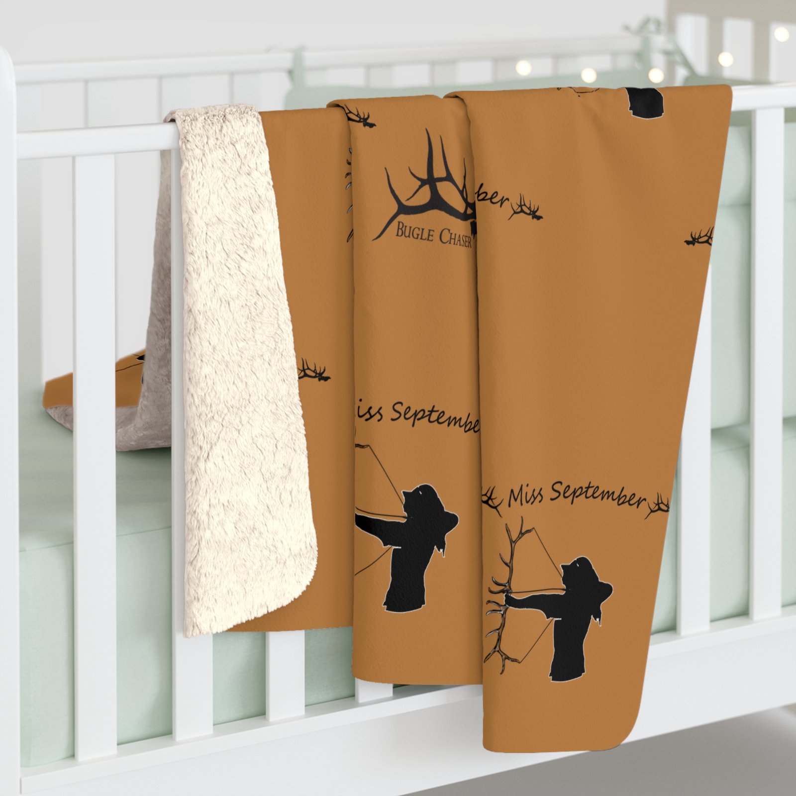 Sherpa Fleece Blanket — Personalized Hunter Pattern Throw (My September Job) - Image 4