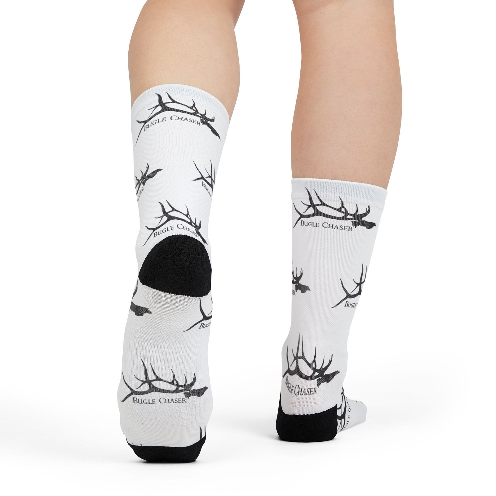 Antler Pattern Sublimation Crew Socks – Hunting Logo Athletic Socks - Image 4