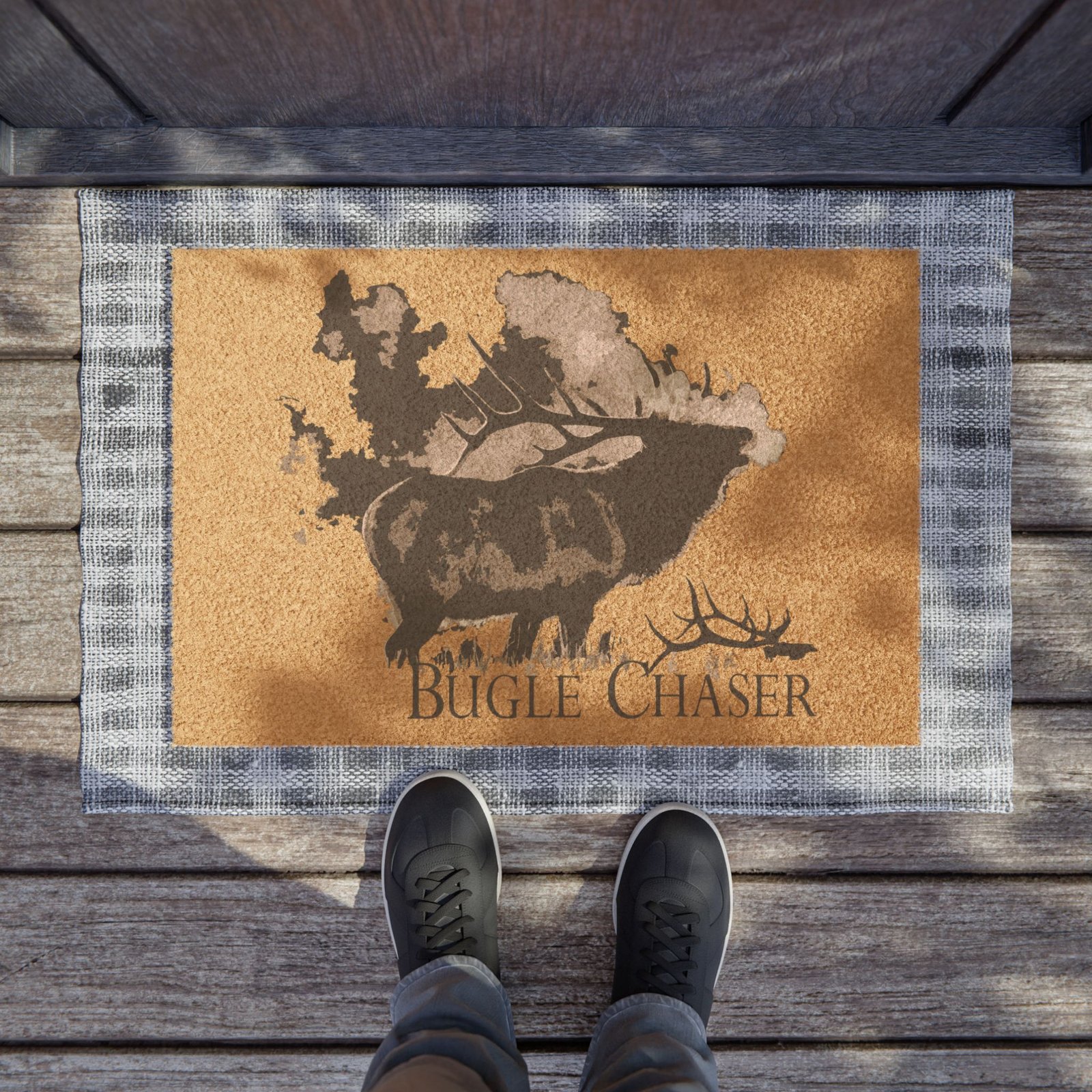 Bugle Chaser Doormat — Rustic Hunting Moose Welcome Mat - Image 3