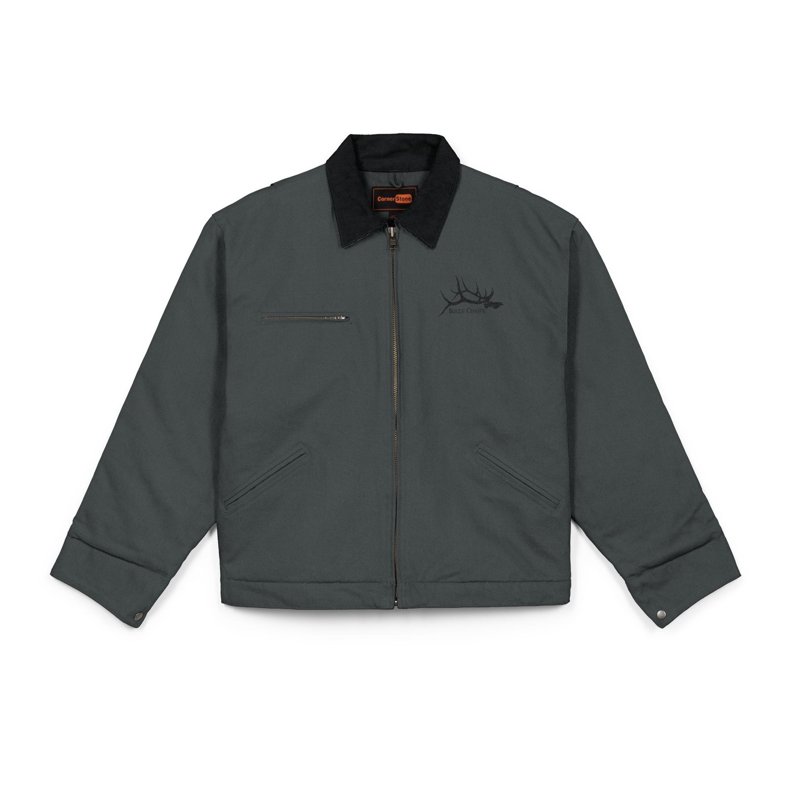 Embroidered Duck Cloth Work Jacket — Rugged Carhartt-Style Brown Utility Coat - Image 5