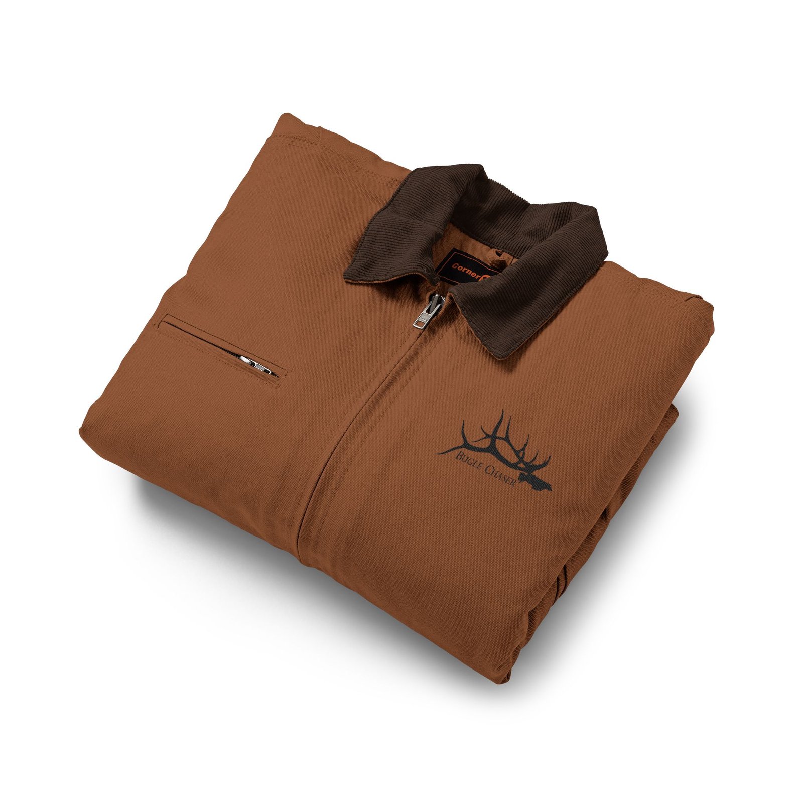Embroidered Duck Cloth Work Jacket — Rugged Carhartt-Style Brown Utility Coat - Image 3