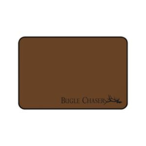 Bugle Chaser Desk Mat — Brown Hunting-Themed Mouse Pad with Antler Accent