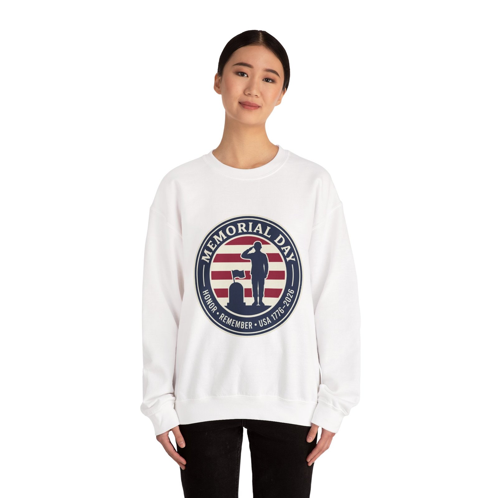 Memorial Day 1776–2026 Crewneck Sweatshirt | USA 250, vintage distressed patriotic - Image 4