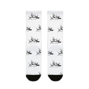 Antler Pattern Sublimation Crew Socks – Hunting Logo Athletic Socks